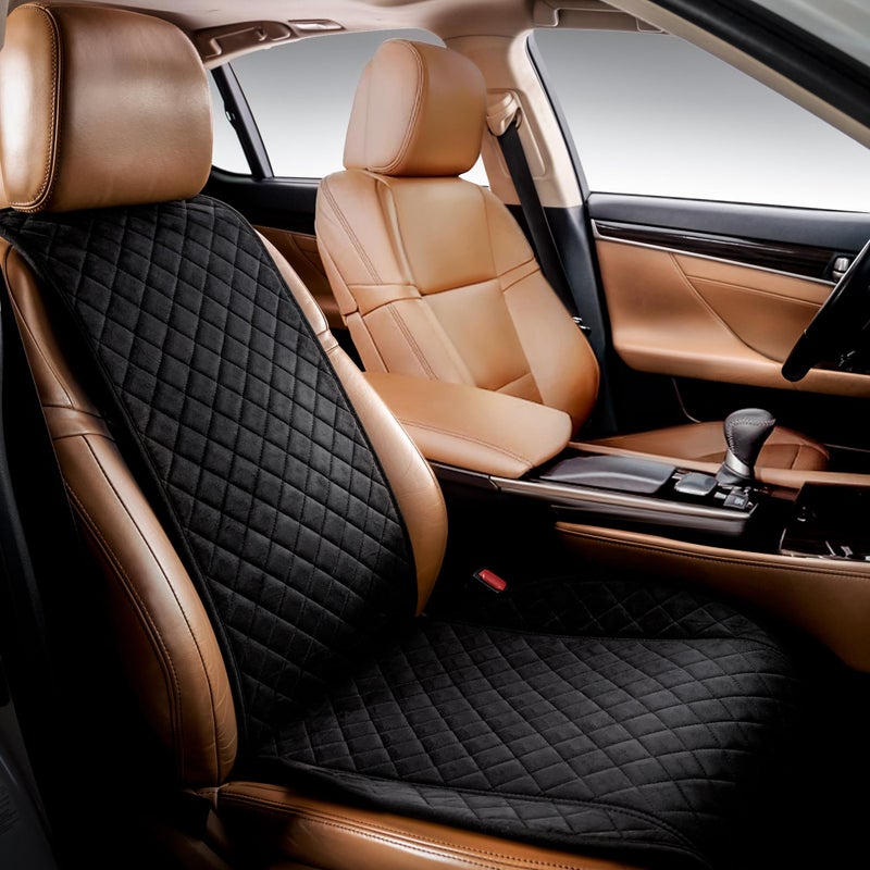 IVICY Faux Suede Front Car Seat Cover â€“ Durable, Non-Slip Seat Protector for Cars â€“ 1 Unit, Black - Image 1